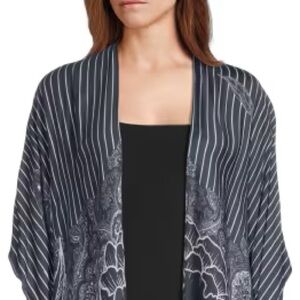 La Fiorentina Black and White Floral Swim Cover-Up